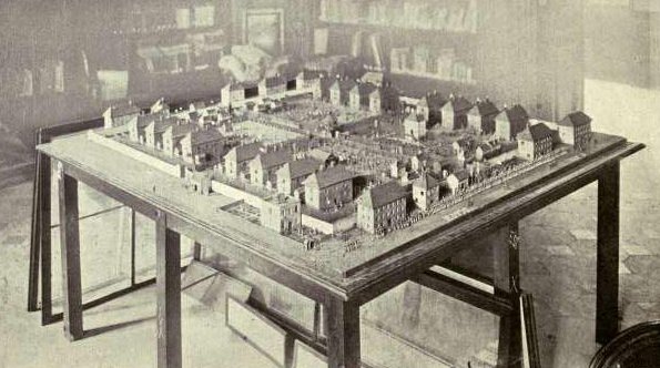 Model of Norman Cross prison in the Musée de l'Armée, Paris. Made by M. Foulley who was a prisoner of war at Norman Cross for 5 years and three months. Photograph taken in 1913.