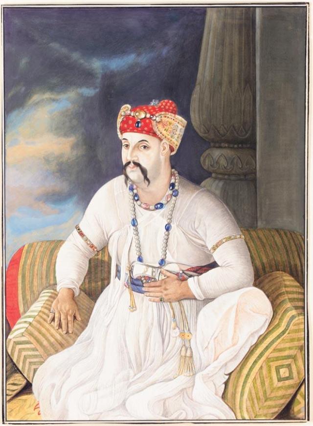 Nawab of Oudh, Asaf-Ud-Daula, Lucknow, India, c.1785-90 by a local artist after Zoffany (via Wikimedia)