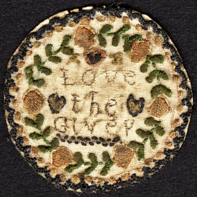 An embroidered watch paper. late eighteenth-century.