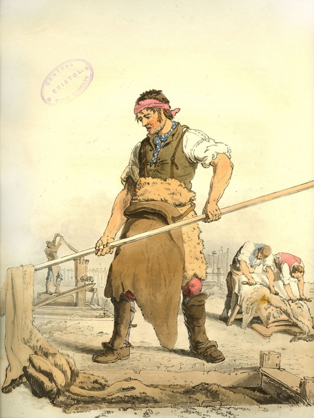 Worker in a fellmonger's yard, 1805.