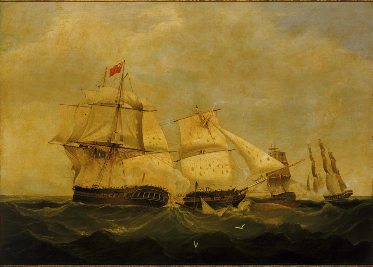 HMS 'Dido' and 'Lowestoft' in action with 'Minerve' and 'Artemise', 24 June 1795. National Maritime Museum